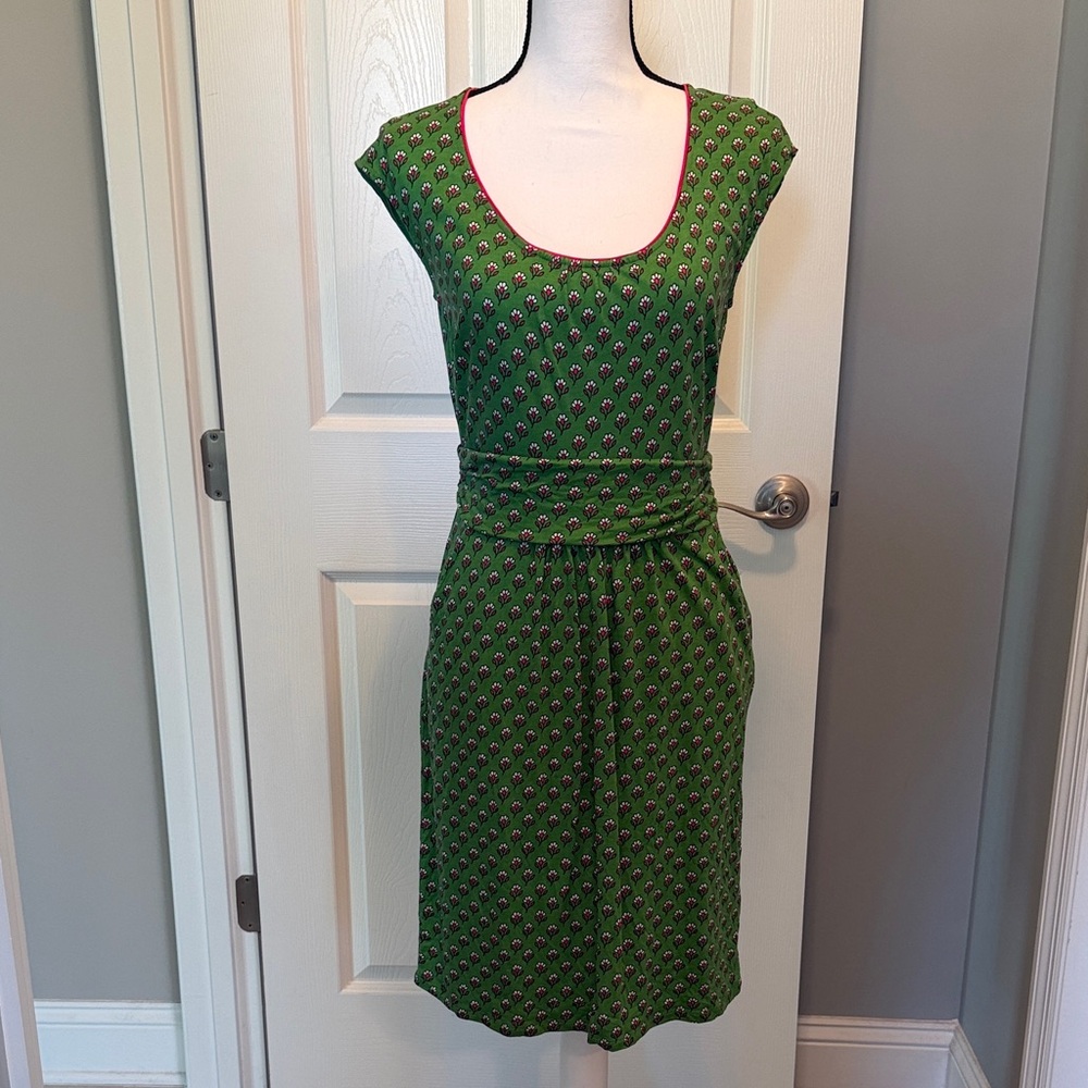Boden Green and Pink Midi Dress